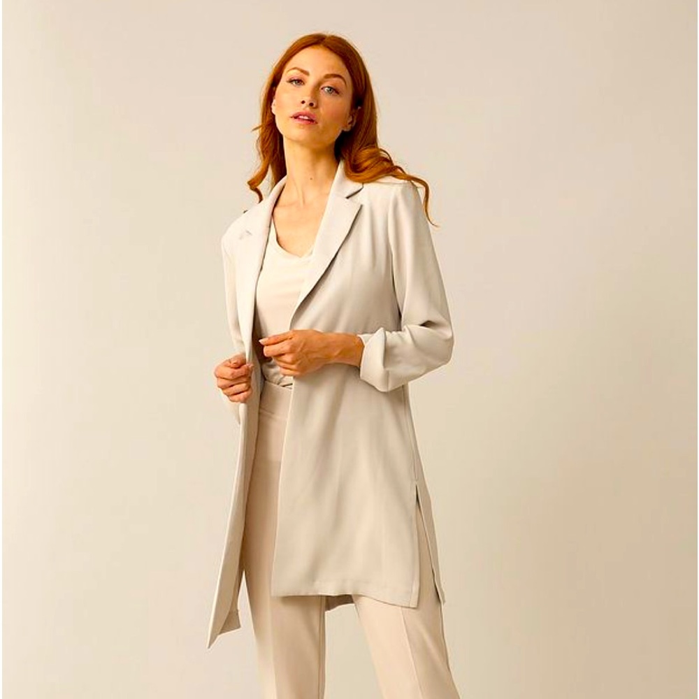 Joseph Ribkoff long lightweight tan blazer